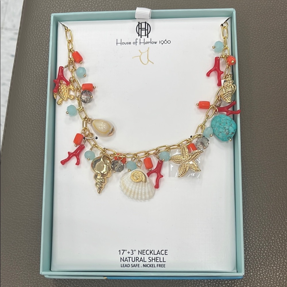 House of Harlow 1960 Gold and Coral Necklace